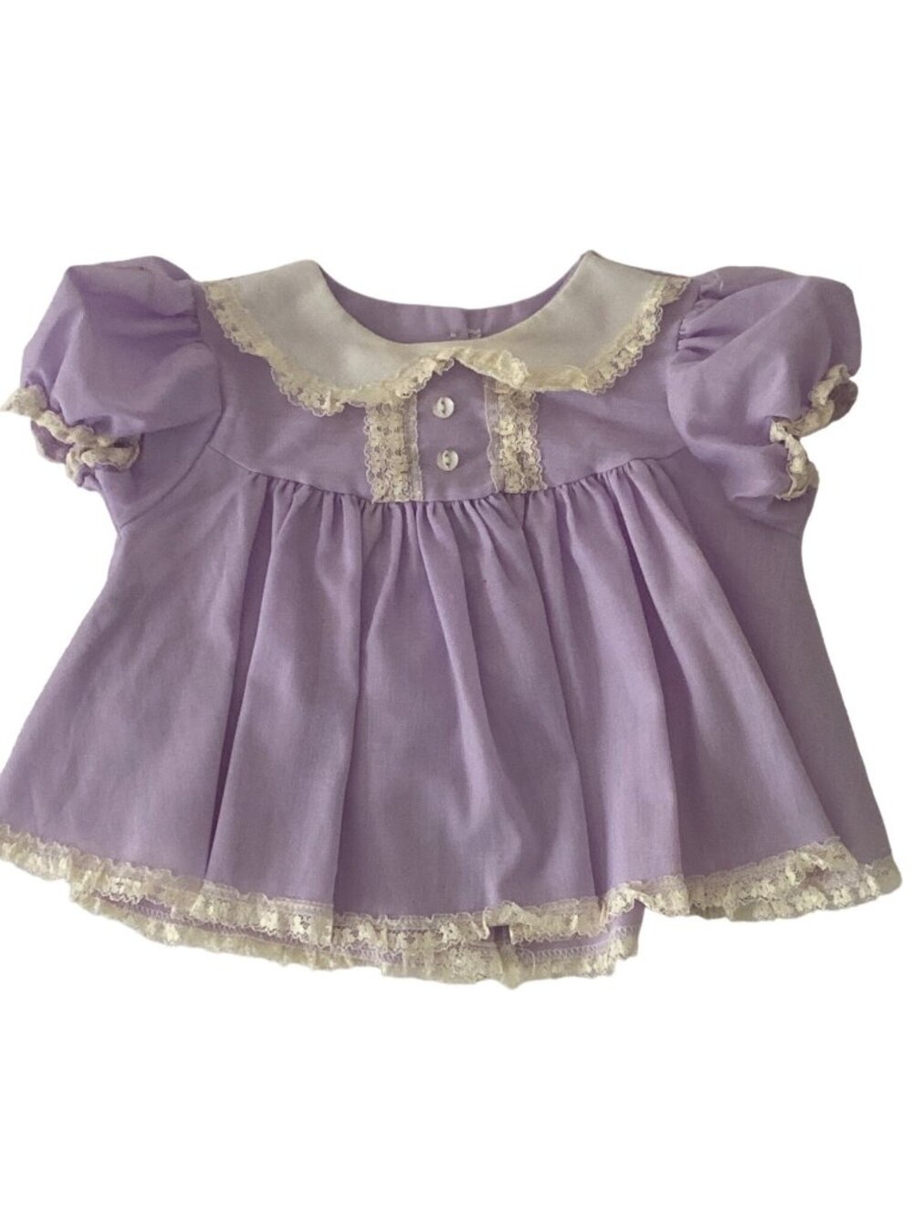 SEARS PURPLE DRESS WHITE LACE NEWBORN GIRL TO 14 LBS VINTAGE